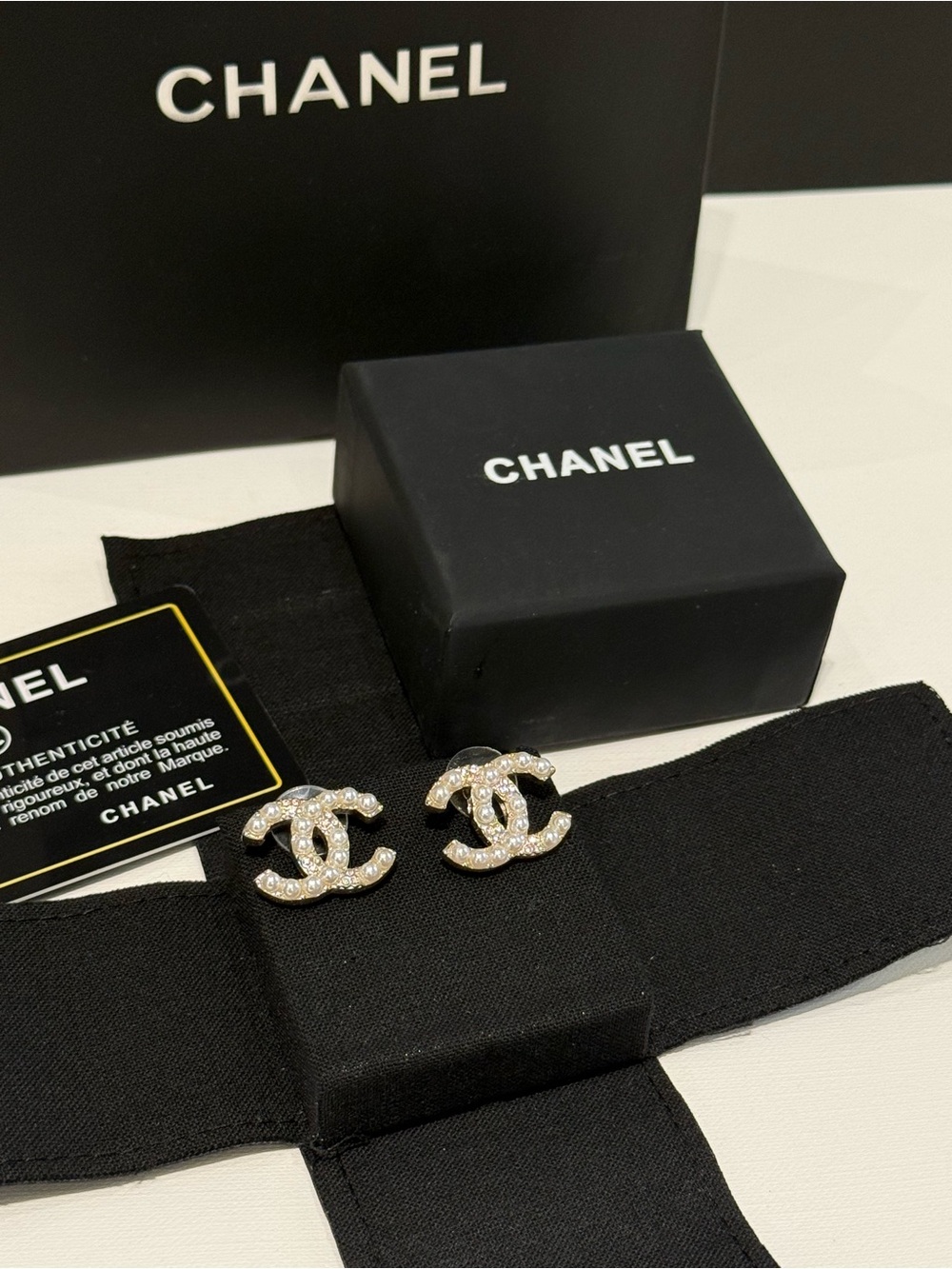 Chanel Pearl & Crystal CC Earrings